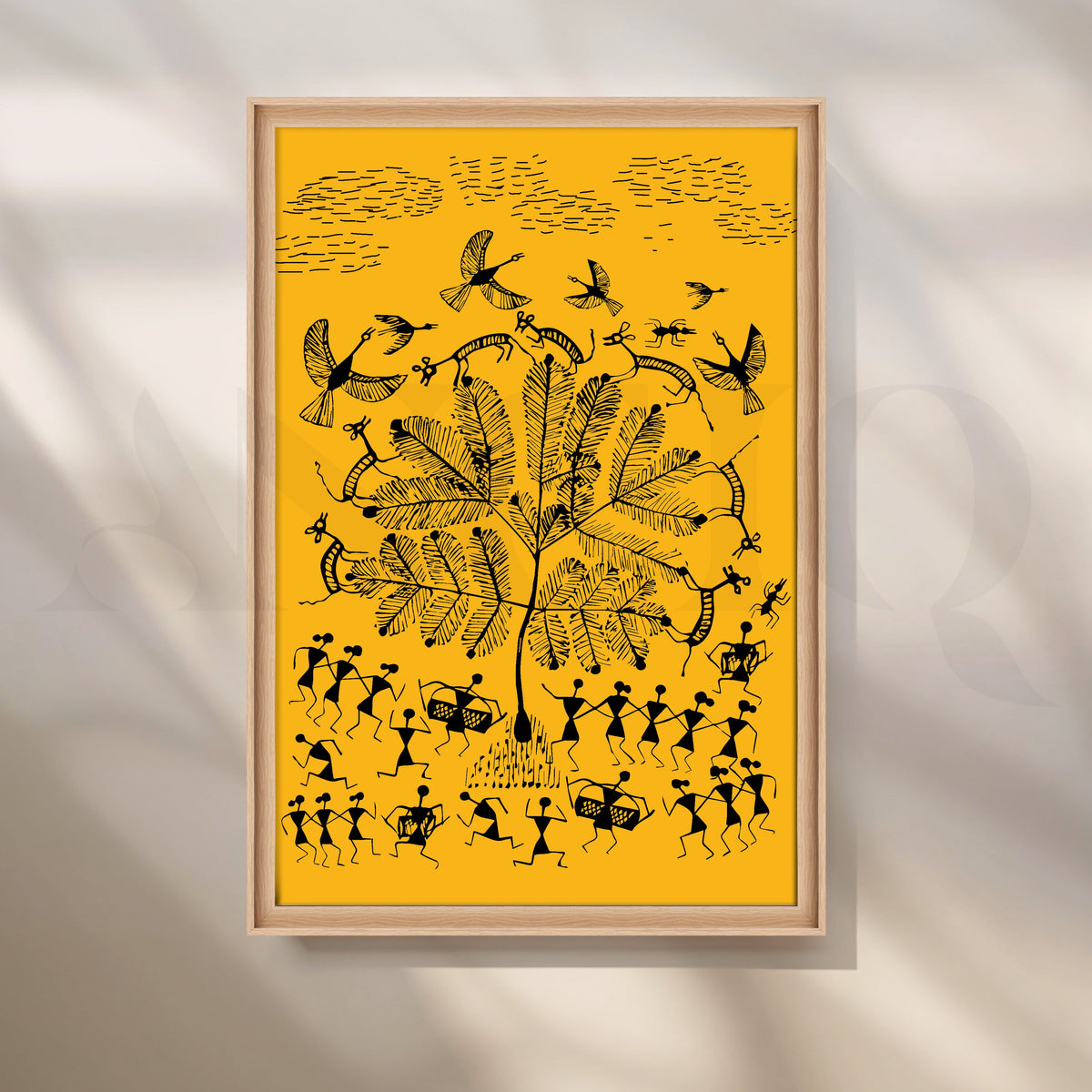 Warli Whimsy Canvas Artwork – Asha Art Studio – Image 5