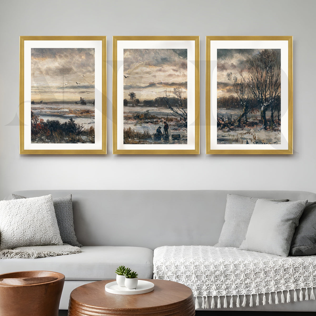 Moody Winter Countryside Gallery Wall – Set of 3 Atmospheric Landscape Artworks - 18 x 24 Inches – Asha Art Studio – Image 4