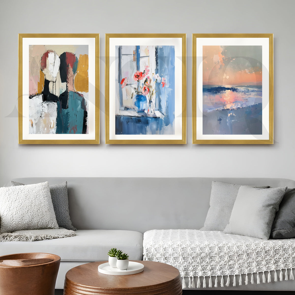 Contemporary Serenity Abstract Gallery Wall – Set of 3 Modern Artworks - 18 x 24 Inches – Asha Art Studio – Image 4