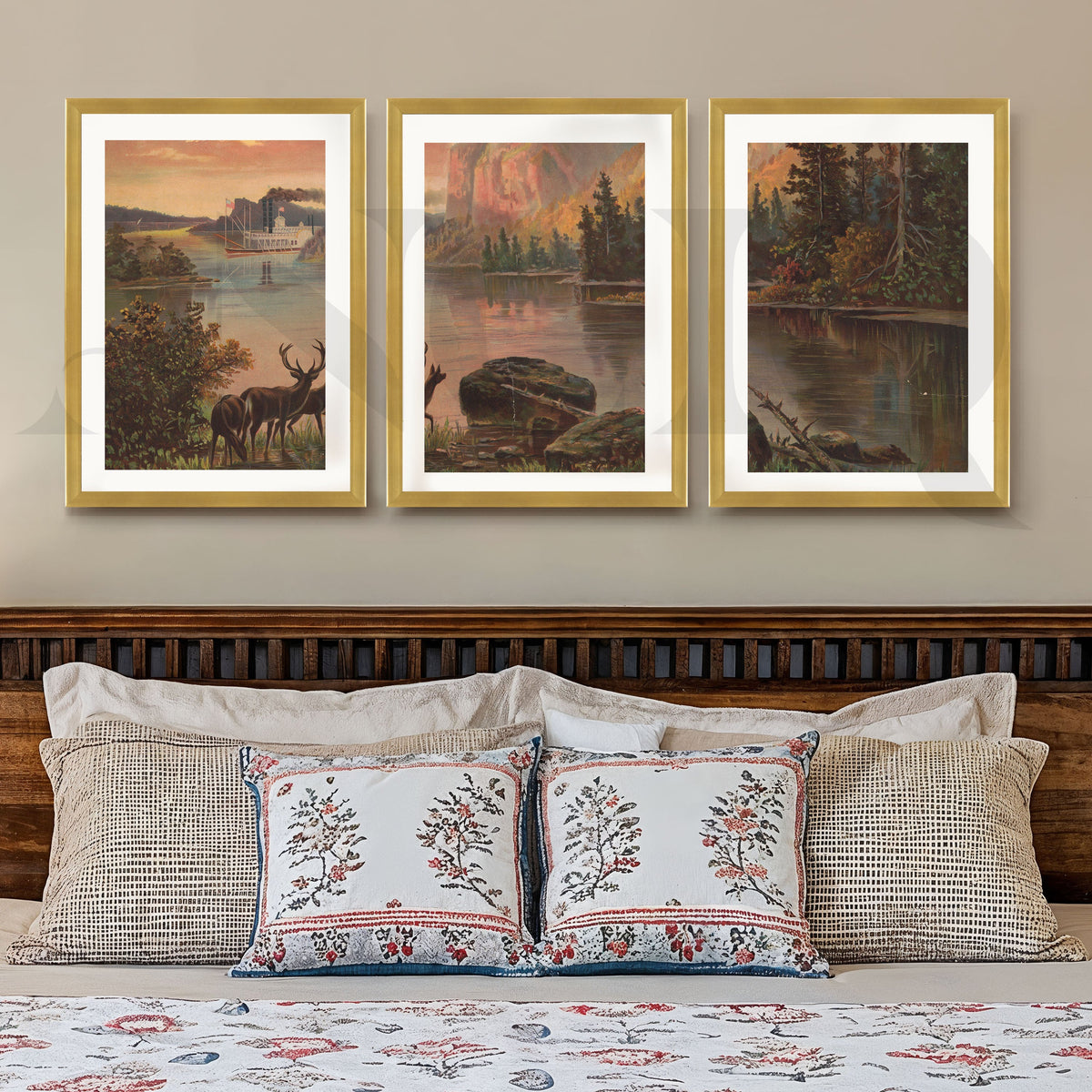 Vintage Wilderness Landscape Gallery Wall – Set of 3 Wilderness Artworks - 18 x 24 Inches – Asha Art Studio – Image 4
