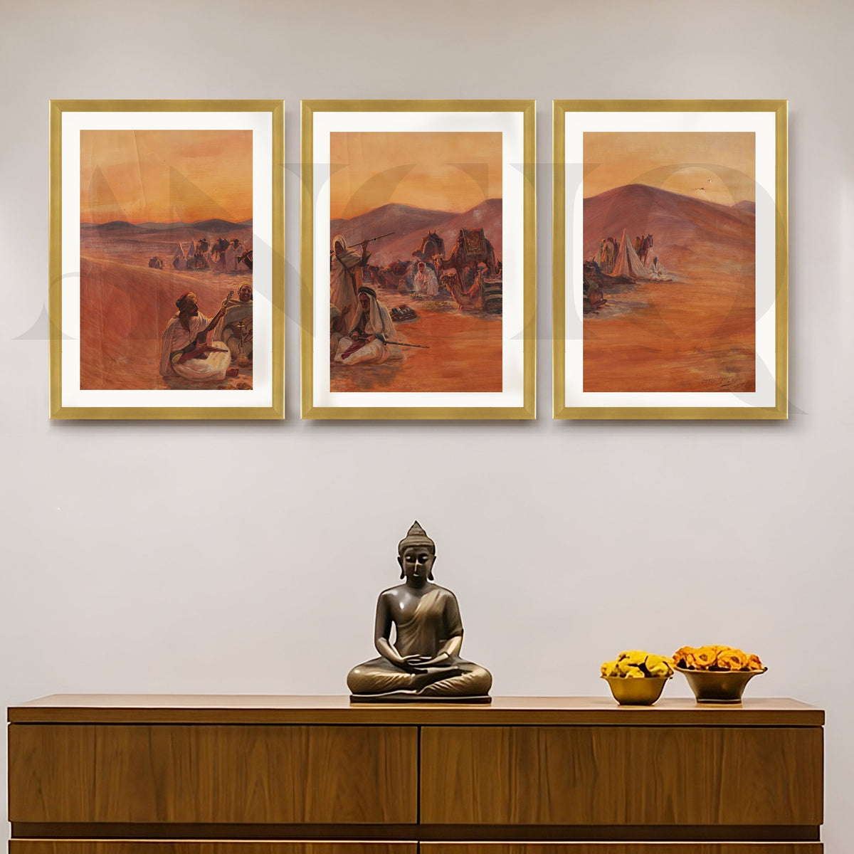 Desert Caravan Narrative Gallery Wall – Set of 3 Vintage Artworks - 18 x 24 Inches – Asha Art Studio – Image 4