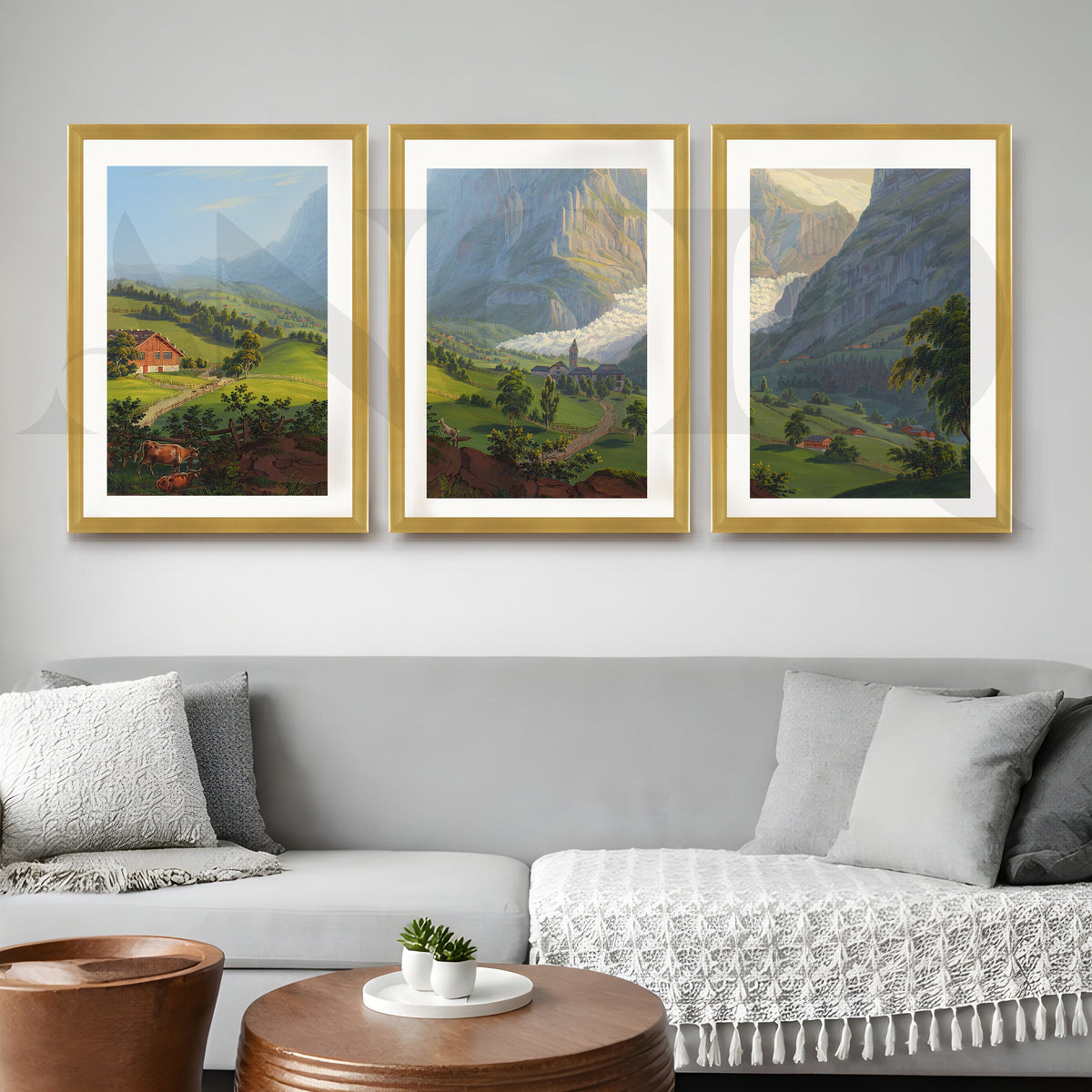 Alpine Countryside Panorama Gallery Wall – Set of 3 Landscape Artworks - 18 x 24 Inches – Asha Art Studio – Image 4