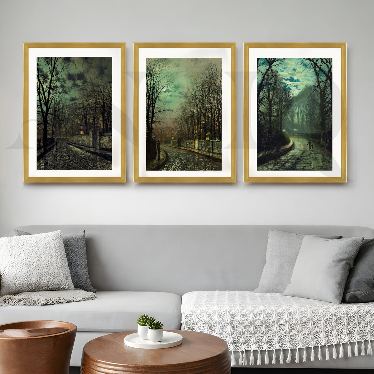 Moody Twilight Streetscape Gallery Wall – Set of 3 Atmospheric Artworks - 18 x 24 Inches – Asha Art Studio – Image 4