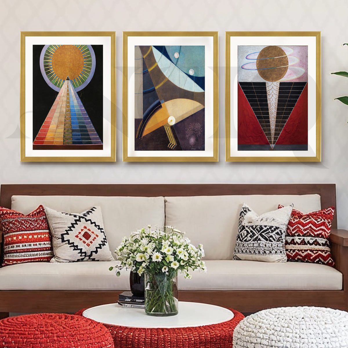 Sacred Geometry Cosmic Forms Gallery Wall – Set of 3 Abstract Symbolic Artworks - 18 x 24 Inches – Asha Art Studio – Image 4