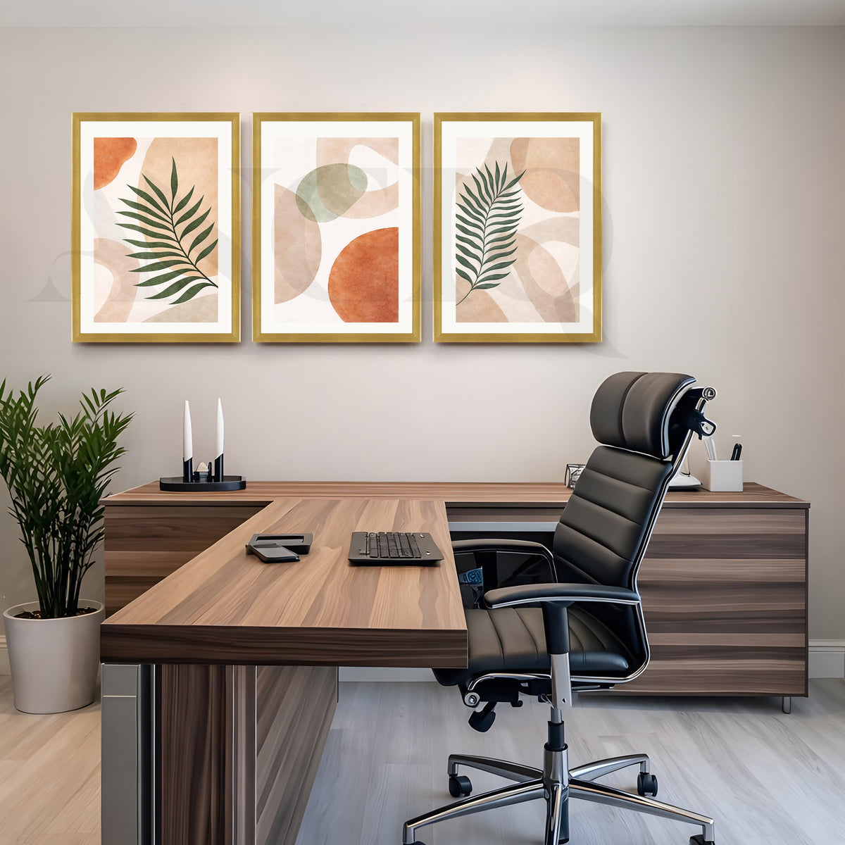 Modern Botanical Abstract Harmony Gallery Wall – Set of 3 Contemporary Artworks - 18 x 24 Inches – Asha Art Studio – Image 8