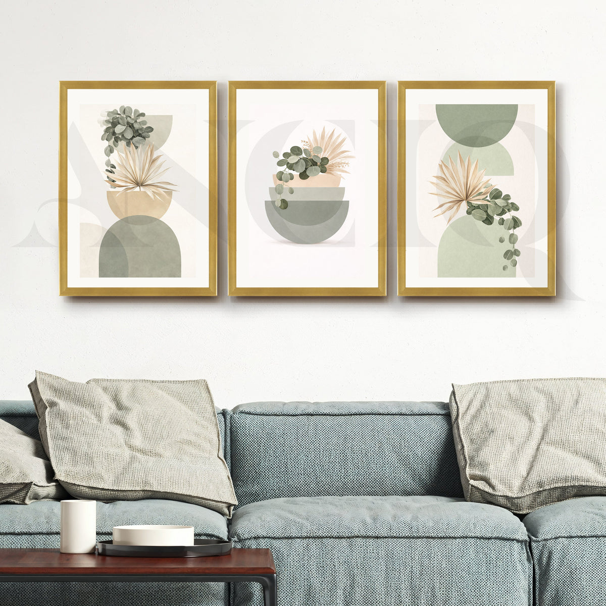 Soft Sage Botanical Balance Gallery Wall – Set of 3 Modern Nature Artworks - 18 x 24 Inches – Asha Art Studio – Image 8