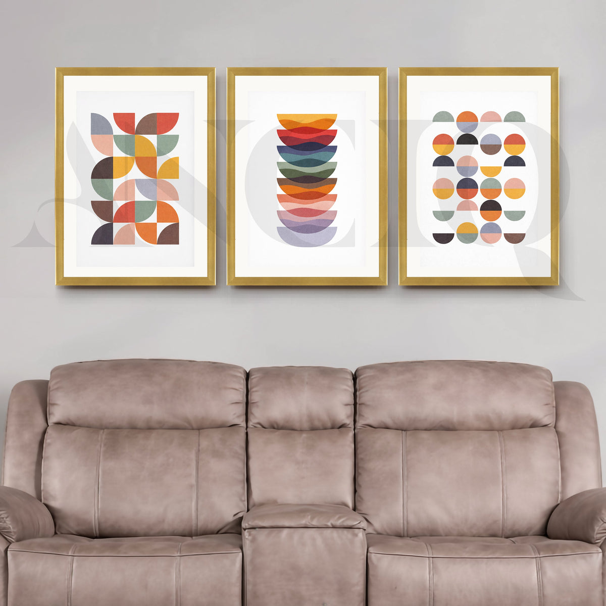 Retro Geometric Harmony Gallery Wall – Set of 3 Modern Abstract Artworks - 18 x 24 Inches – Asha Art Studio – Image 8