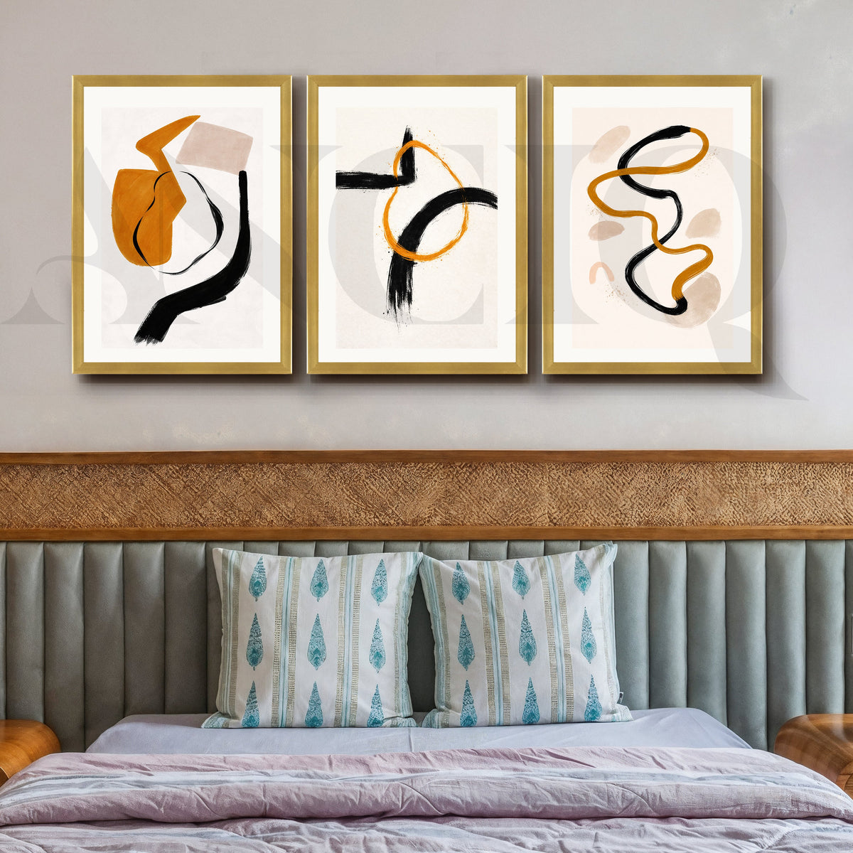 Contemporary Stroke Harmony Gallery Wall – Set of 3 Abstract Line Artworks - 18 x 24 Inches – Asha Art Studio – Image 8