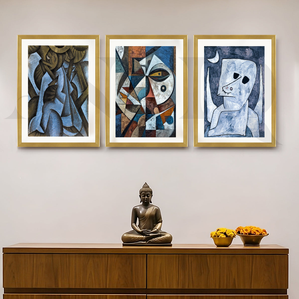 Avant-Garde Cubist Portrait Gallery Wall – Set of 3 Modern Artworks - 18 x 24 Inches – Asha Art Studio – Image 5