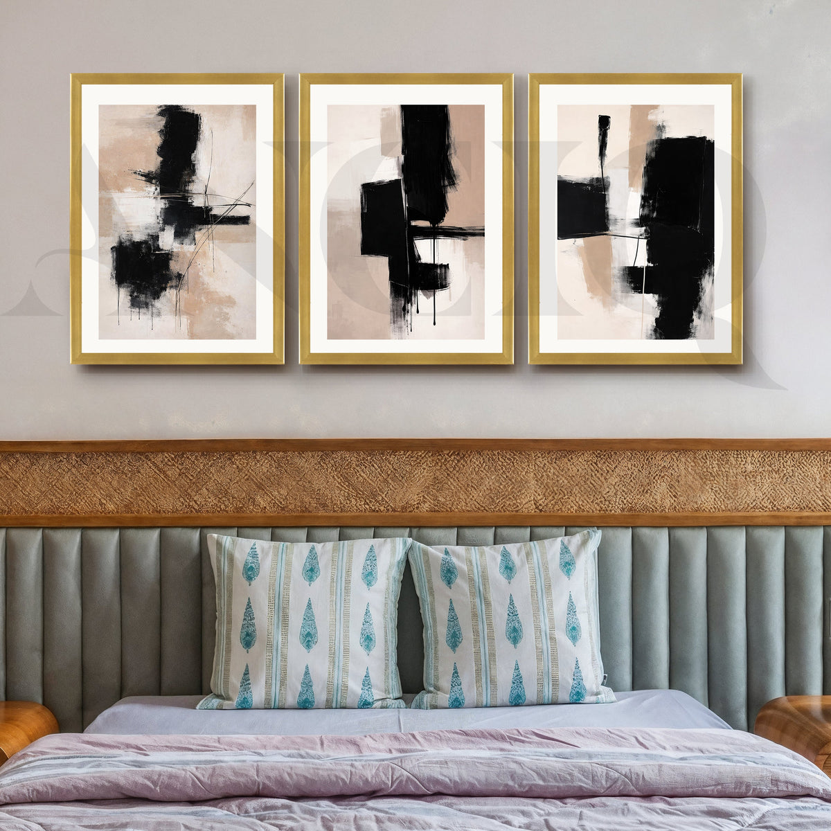 Bold Monochrome Expression Gallery Wall – Set of 3 Abstract Artworks - 18 x 24 Inches – Asha Art Studio – Image 8