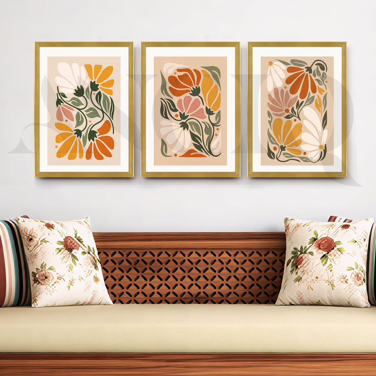 Vintage Botanical Bloom Gallery Wall – Set of 3 Floral Artworks - 18 x 24 Inches – Asha Art Studio – Image 8