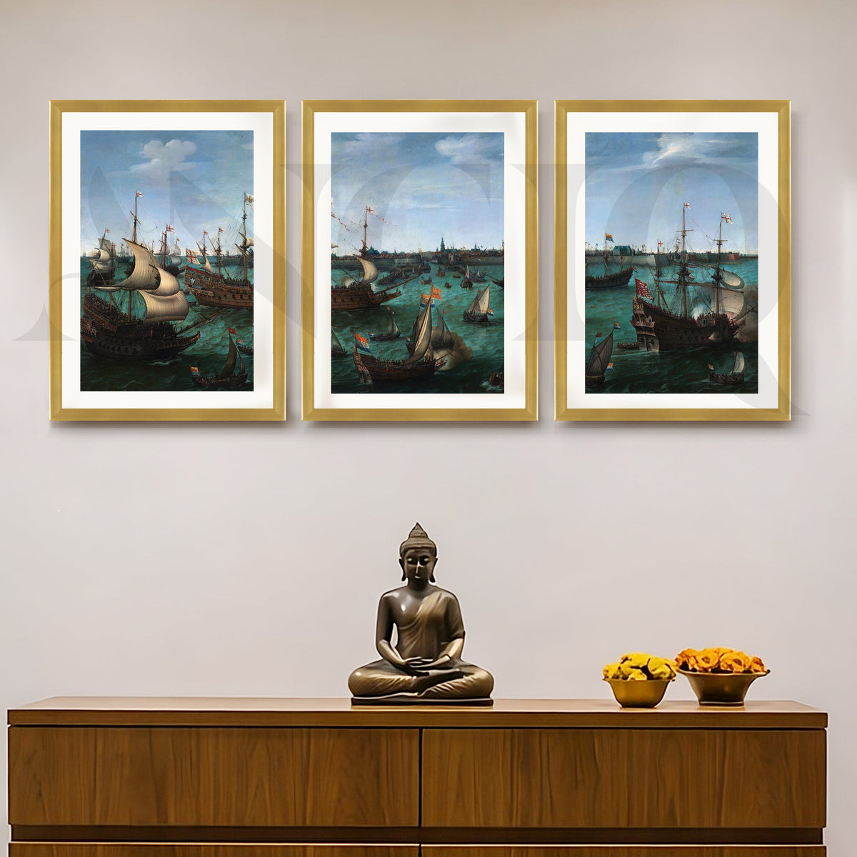 Historic Naval Fleet Gallery Wall – Set of 3 Classic Maritime Artworks - 18 x 24 Inches – Asha Art Studio – Image 4