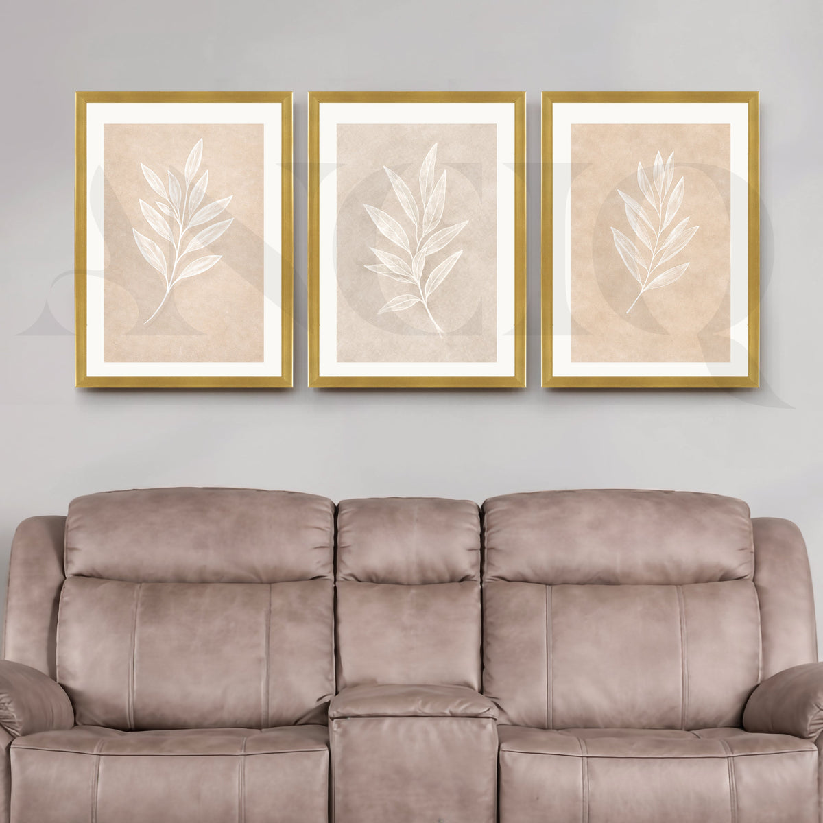 Minimal Leaf Imprint Gallery Wall – Set of 3 Botanical Artworks - 18 x 24 Inches – Asha Art Studio – Image 8