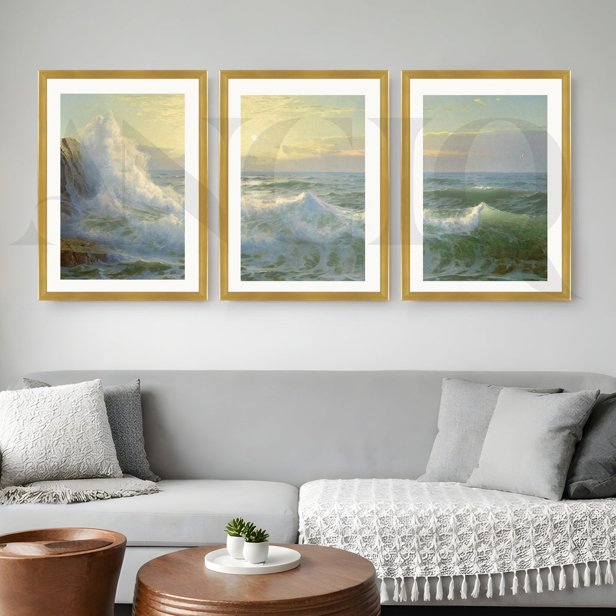 Ocean Waves Seascape Gallery Wall – Set of 3 Classic Coastal Artworks - 18 x 24 Inches – Asha Art Studio – Image 4