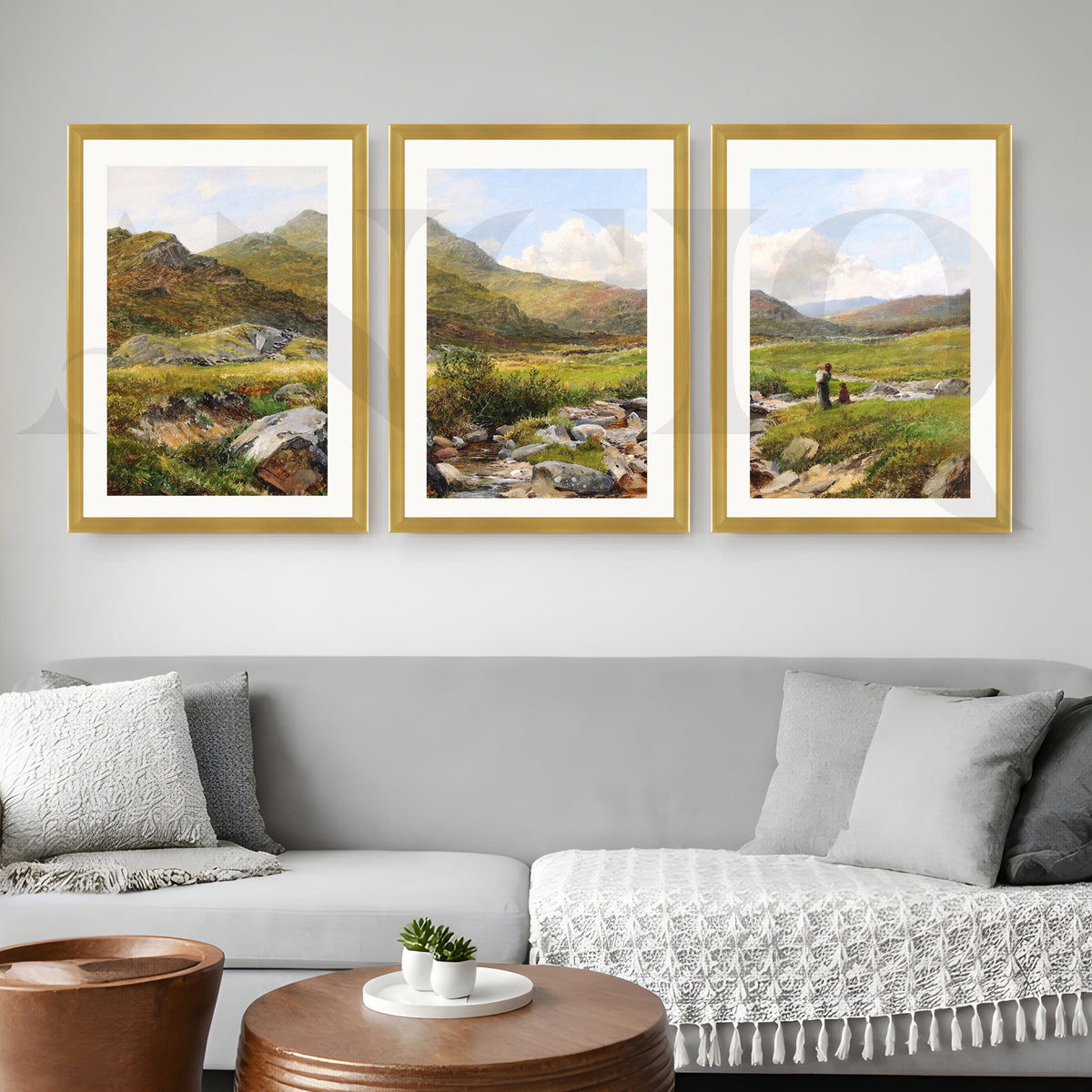 Highland Meadow Stream Gallery Wall – Set of 3 Classic Artworks - 18 x 24 Inches – Asha Art Studio – Image 8