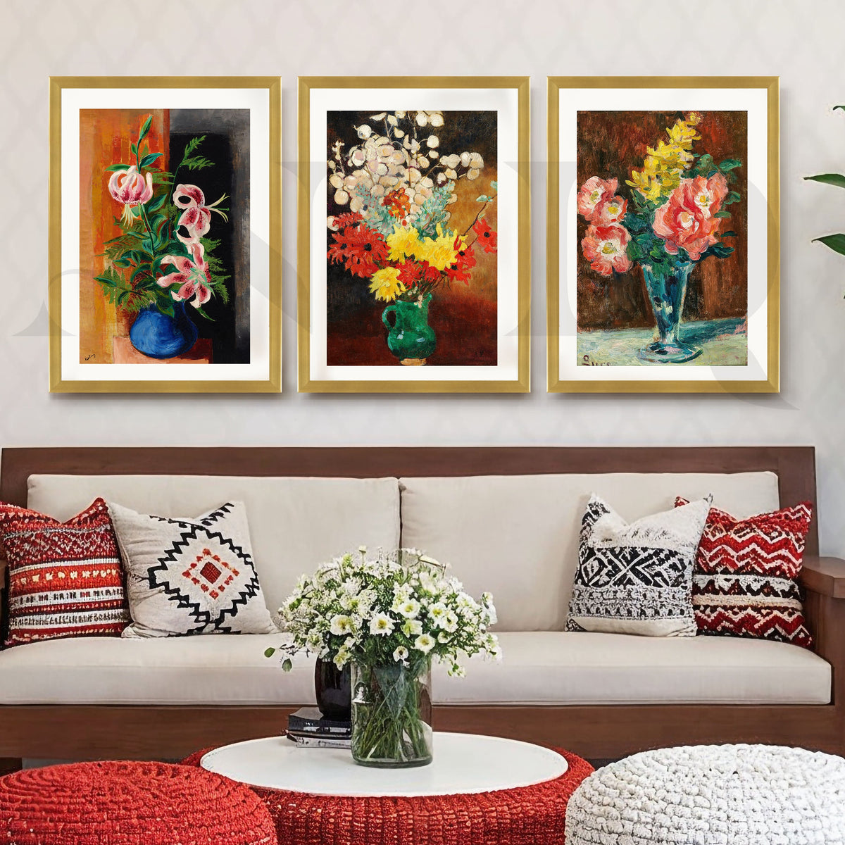 Floral Still Life Trio Gallery Wall – Set of 3 Canvas Artworks – Asha Art Studio – Image 8