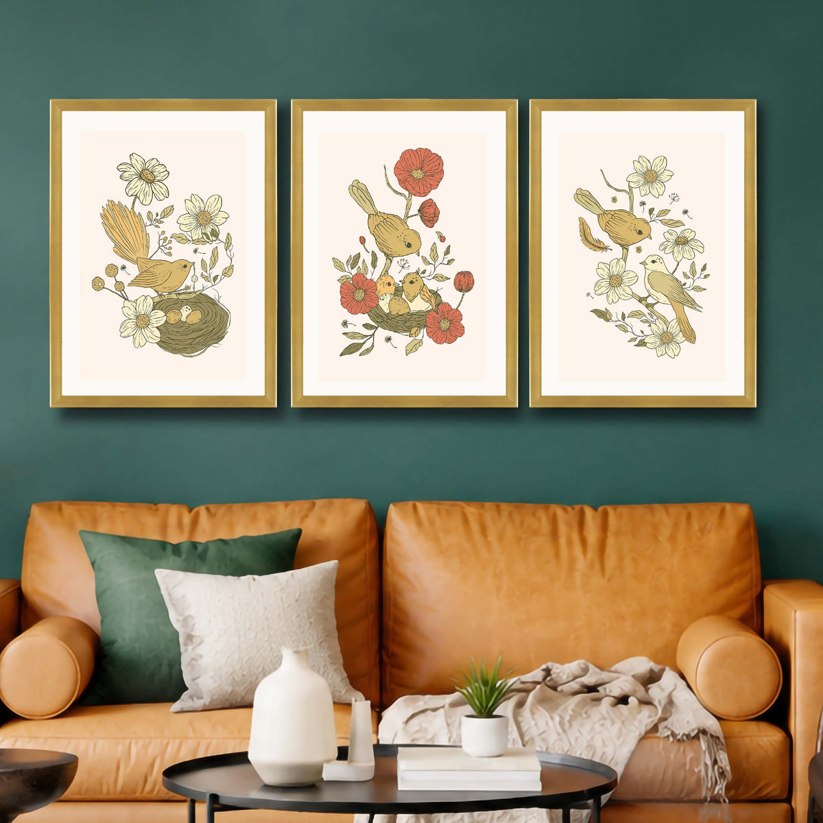 Botanical Bird Gallery Wall Set of 3 - 18 x 24 Inches – Asha Art Studio – Image 8