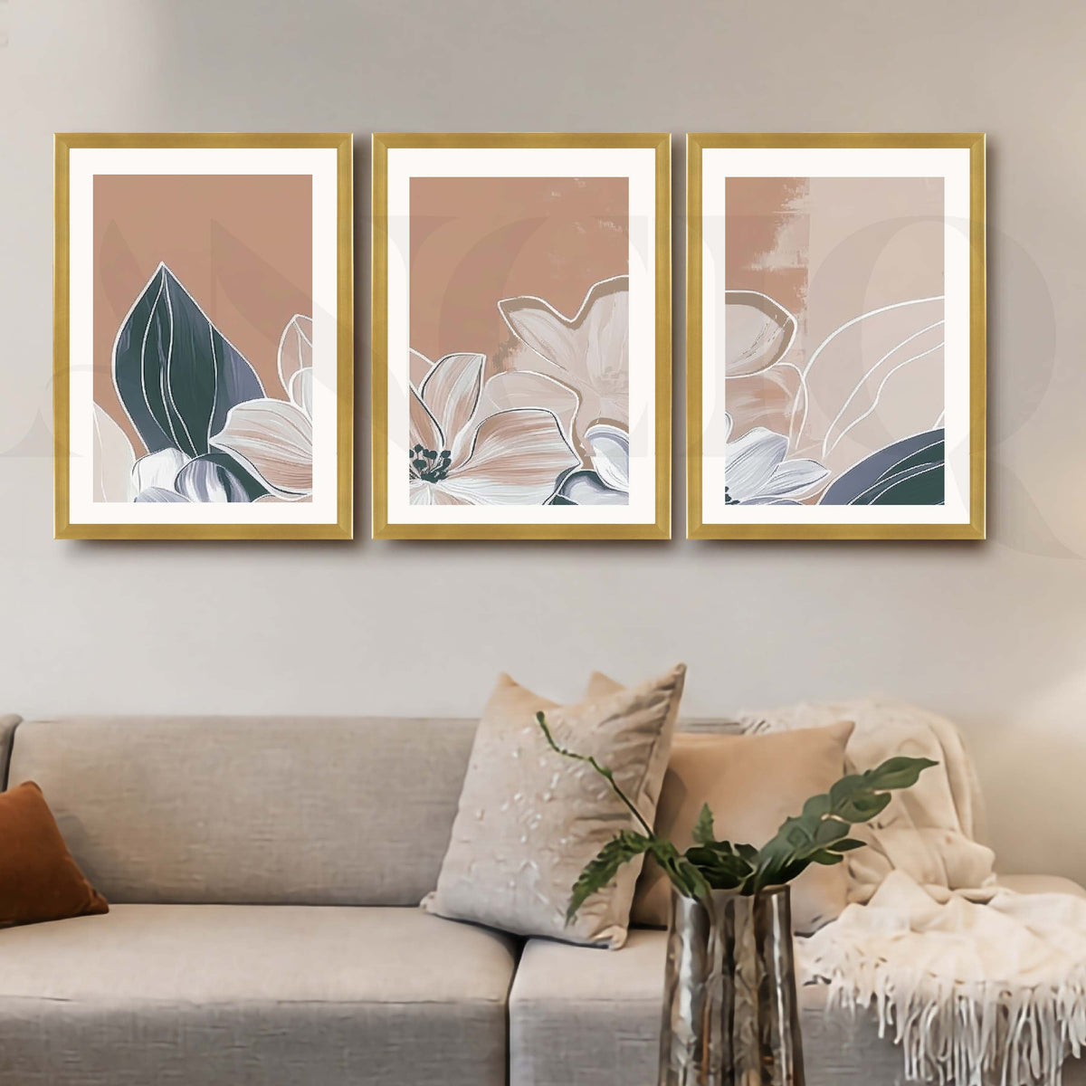 Soft Floral Botanical Gallery Wall Artwork Set of 3 – Asha Art Studio – Image 8