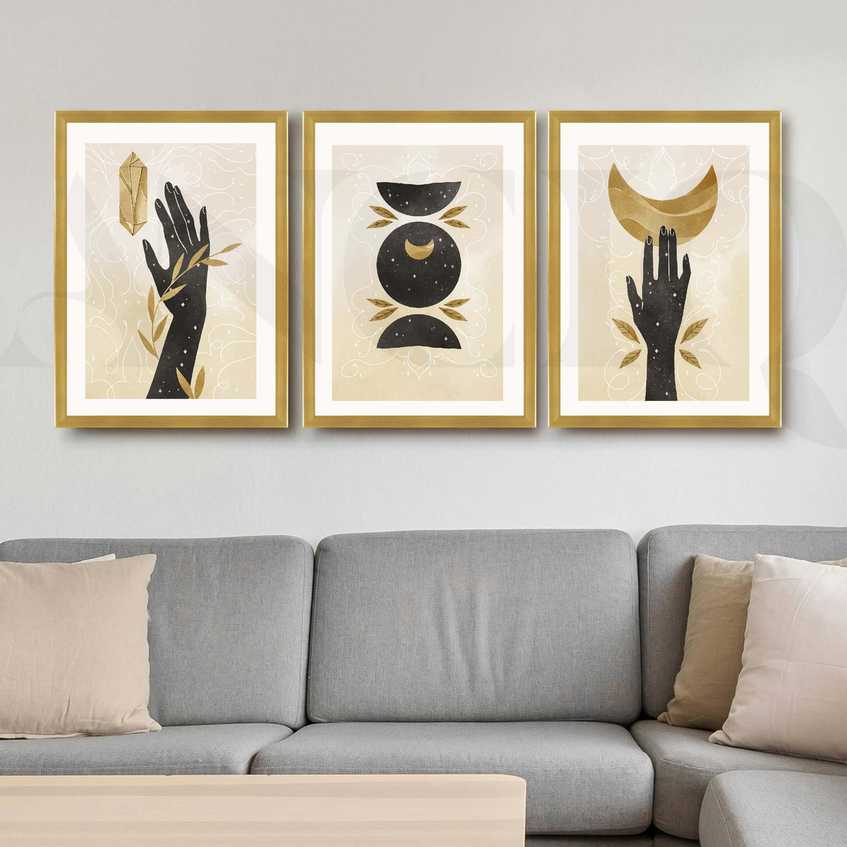Clestial Hand Motif Gallery Wall Artwork Set of 3 – Asha Art Studio – Image 8