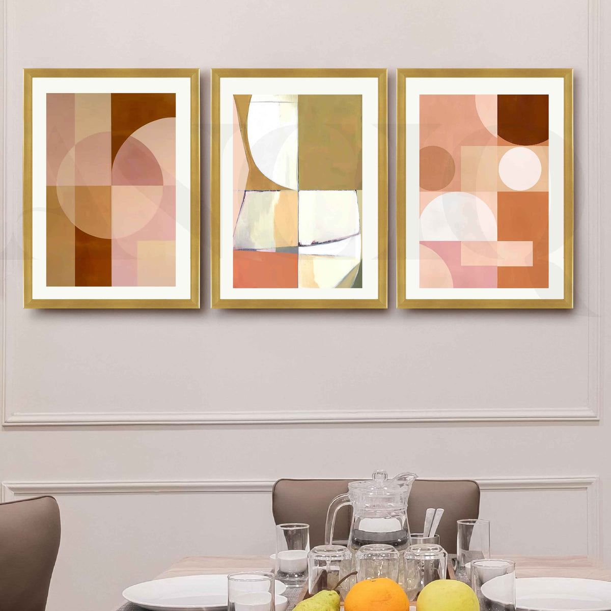 Soft Pastel Geometric Gallery Wall Artwork Set of 3 – Asha Art Studio – Image 8