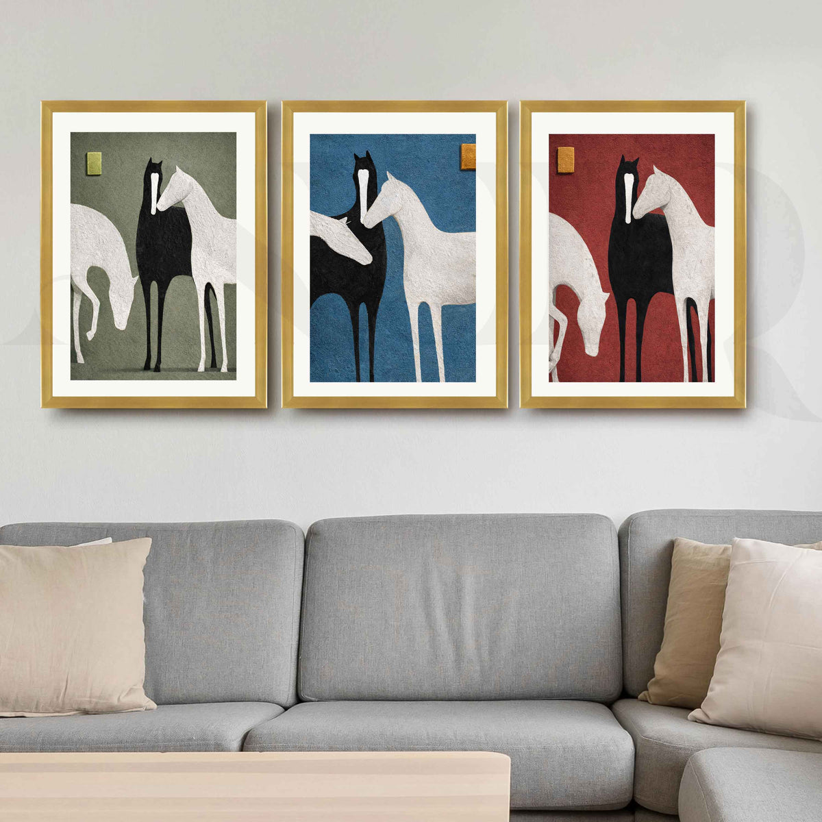 Modern Horse Gallery Wall Artwork Set of 3 – Asha Art Studio – Image 8