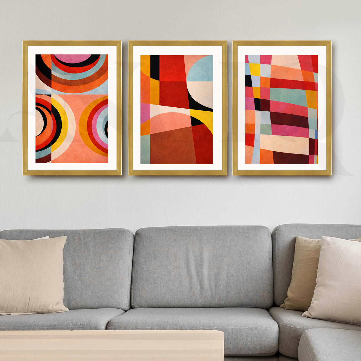 Vibrant Geometric Abstract Gallery Wall Artwork Set of 3 – Asha Art Studio – Image 8