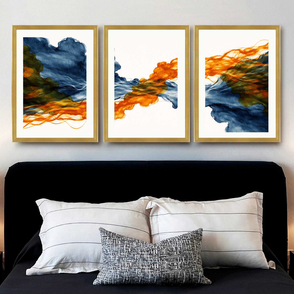 Abstract Ink Flow Gallery Wall Canvas Artwork Set of 3 - 18 x 24 Inches – Asha Art Studio – Image 8