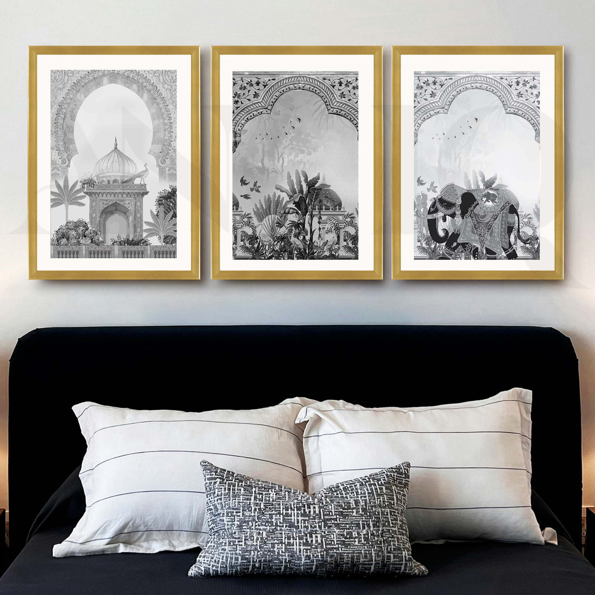 Indian Heritage Monochrome Gallery Wall Artwork Set of 3 – Asha Art Studio – Image 8