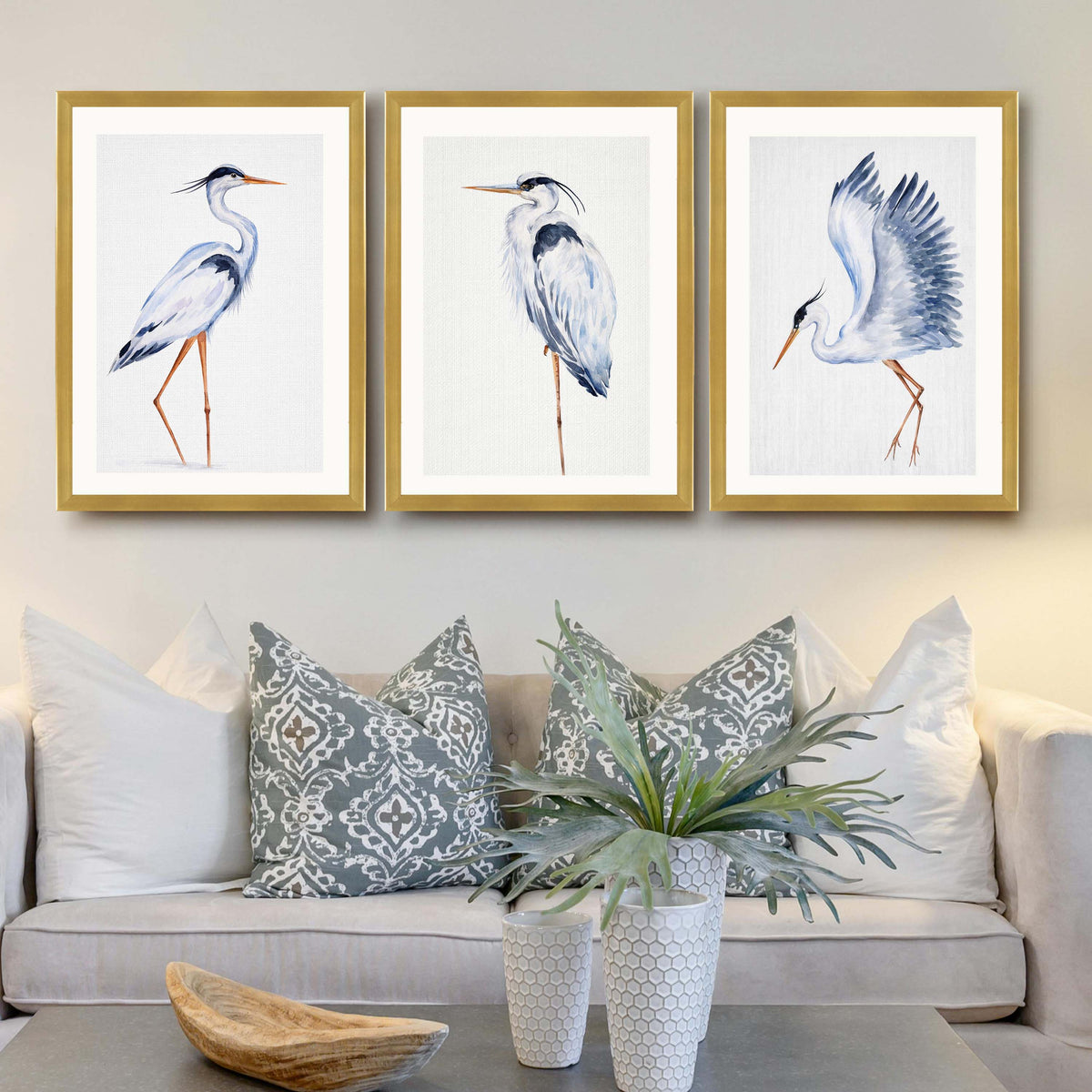 Heron Bird Gallery Wall Canvas Artwork Set of 3 - 18 x 24 Inches – Asha Art Studio – Image 8