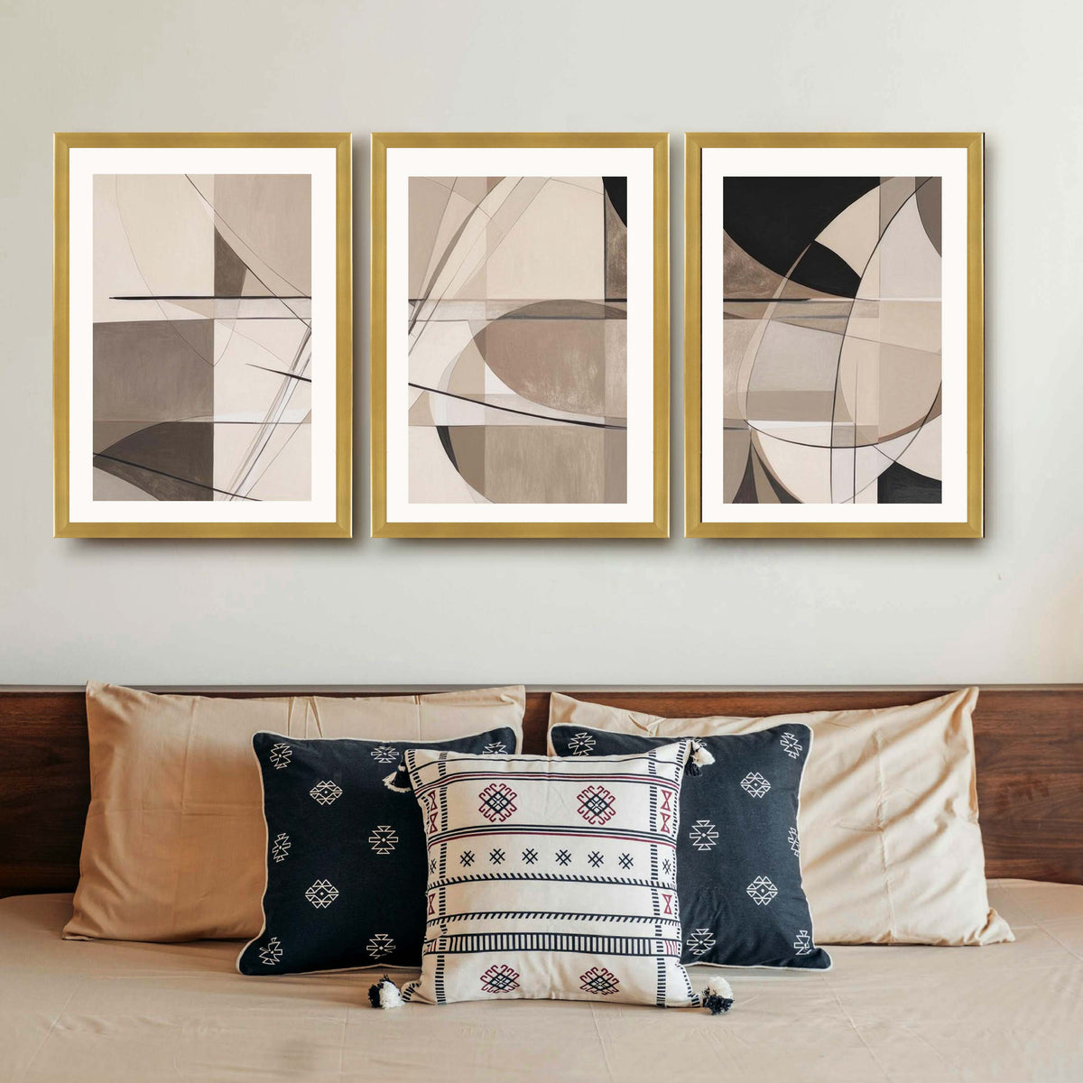 Neutral Geometric Abstract Gallery Wall Set of 3 - 18 x 24 Inches – Asha Art Studio – Image 8