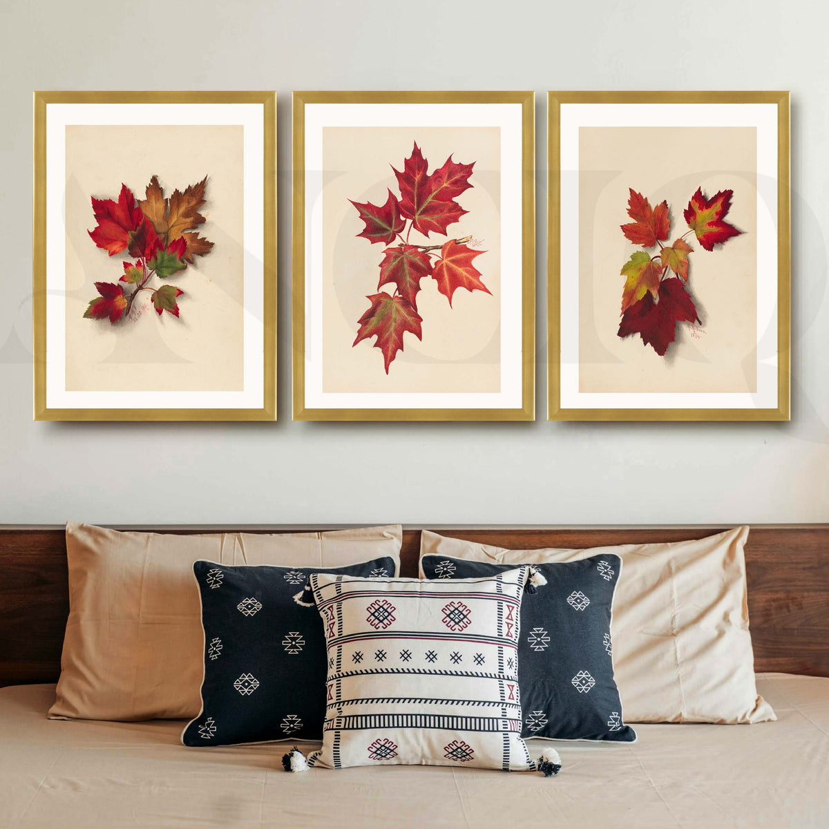 Autumn Maple Leaf Gallery Wall Artwork Set of 3 – Asha Art Studio – Image 8
