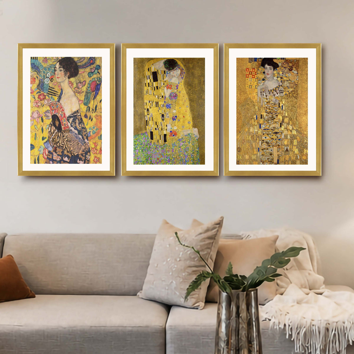 Golden Portrait Gallery Wall Canvas Artwork Set of 3 - 18 x 24 Inches – Asha Art Studio – Image 8