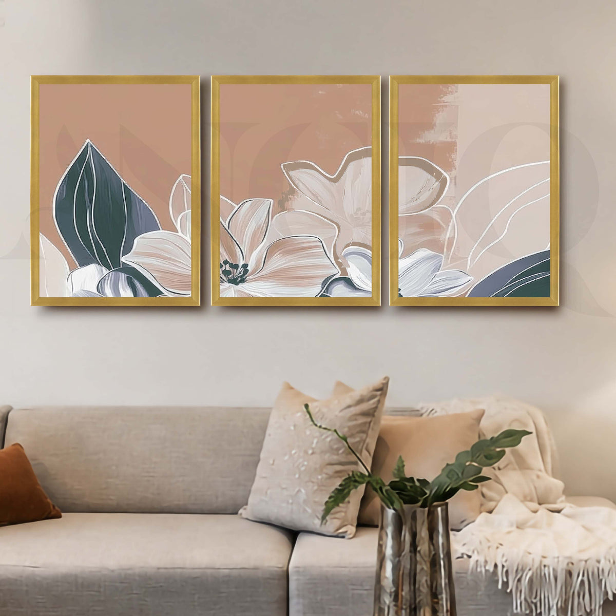 Soft Floral Botanical Gallery Wall Artwork Set of 3 – Asha Art Studio – Image 4