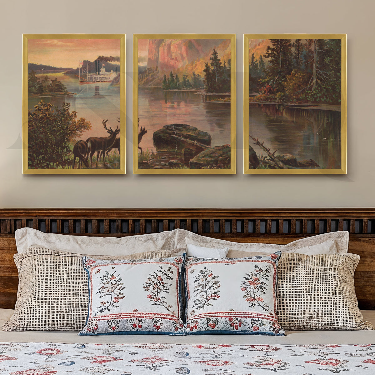 Vintage Wilderness Landscape Gallery Wall – Set of 3 Wilderness Artworks - 18 x 24 Inches – Asha Art Studio – Image 8