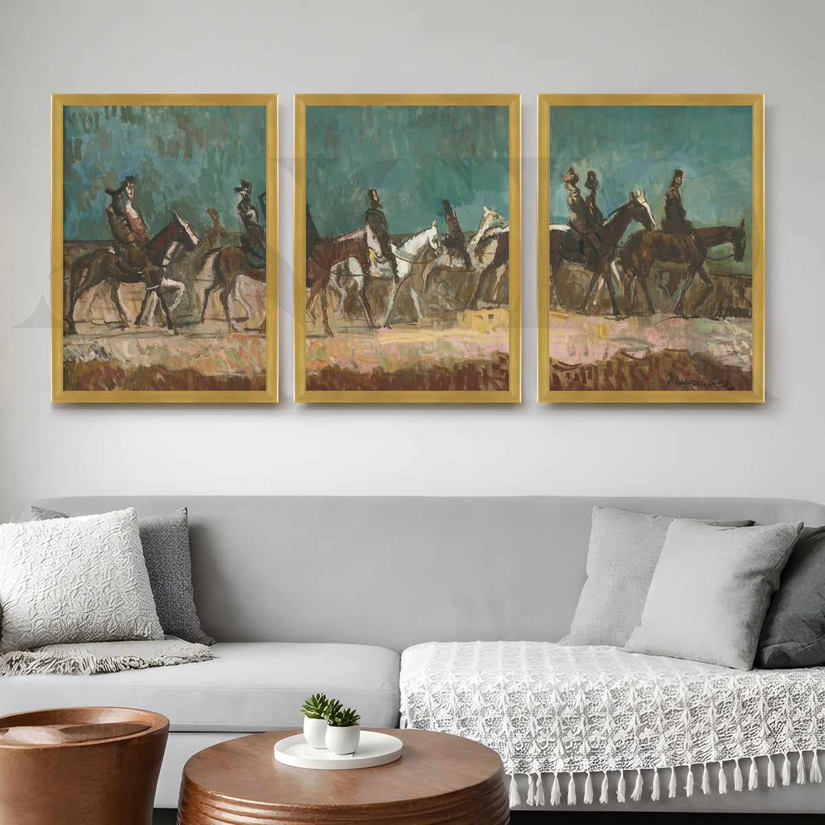 Equestrian Riders Vintage Gallery Wall – Set of 3 Classic Artworks - 18 x 24 Inches – Asha Art Studio – Image 8