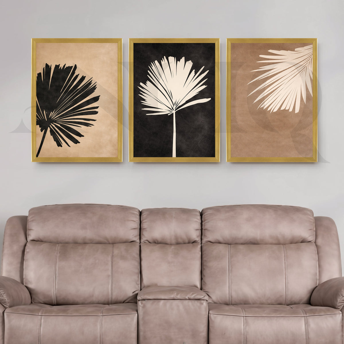Monochrome Palm Silhouette Gallery Wall – Set of 3 Modern Botanical Artworks - 18 x 24 Inches – Asha Art Studio – Image 4