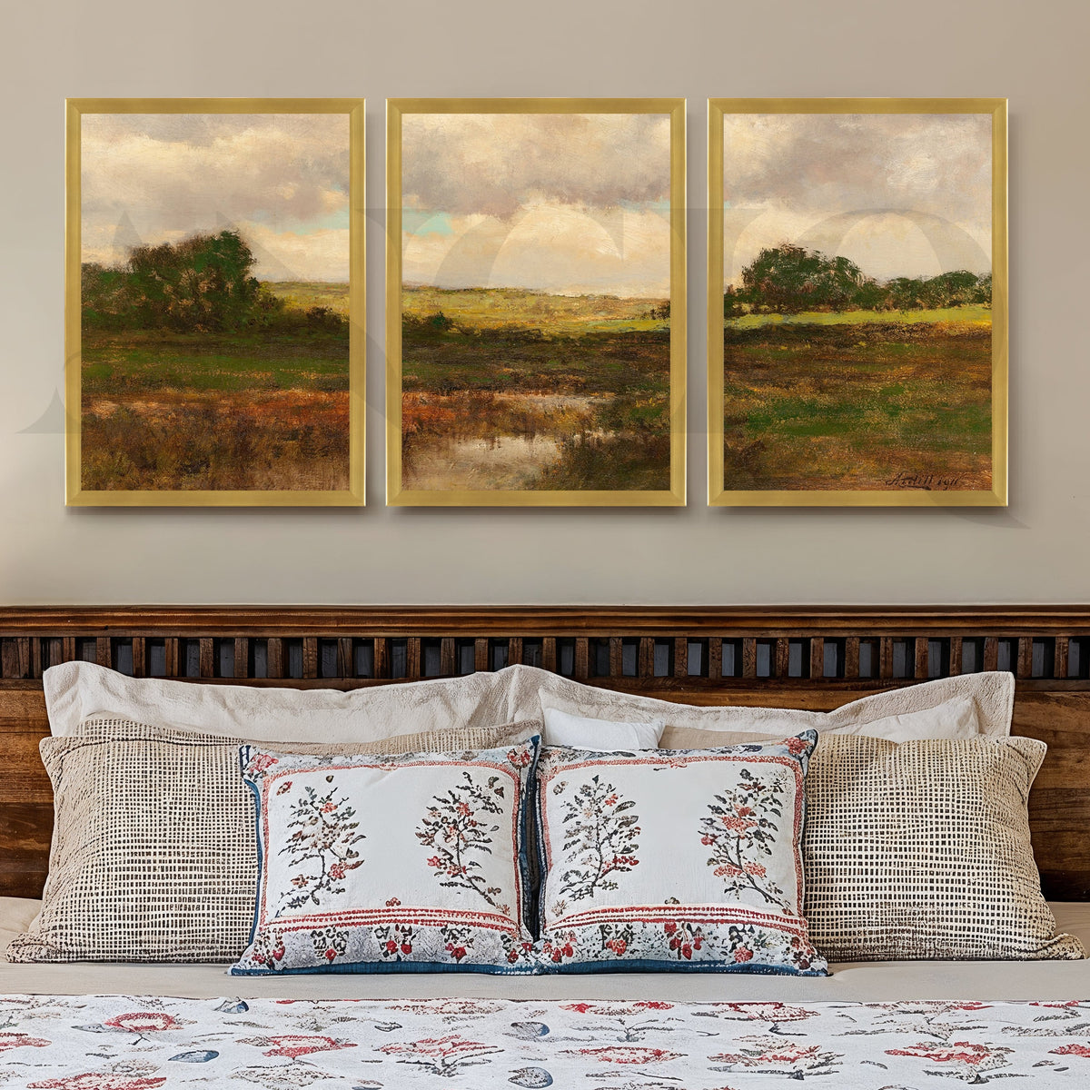 Rustic Meadow Landscape Gallery Wall – Set of 3 Classic Countryside Artworks - 18 x 24 Inches – Asha Art Studio – Image 8