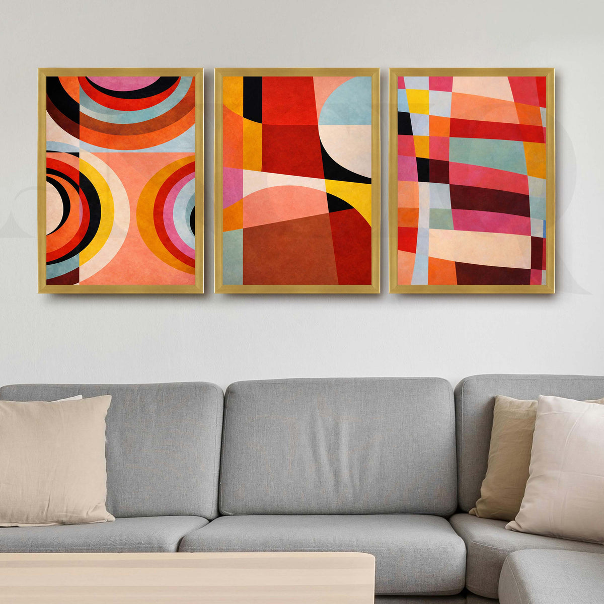 Vibrant Geometric Abstract Gallery Wall Artwork Set of 3 – Asha Art Studio – Image 4