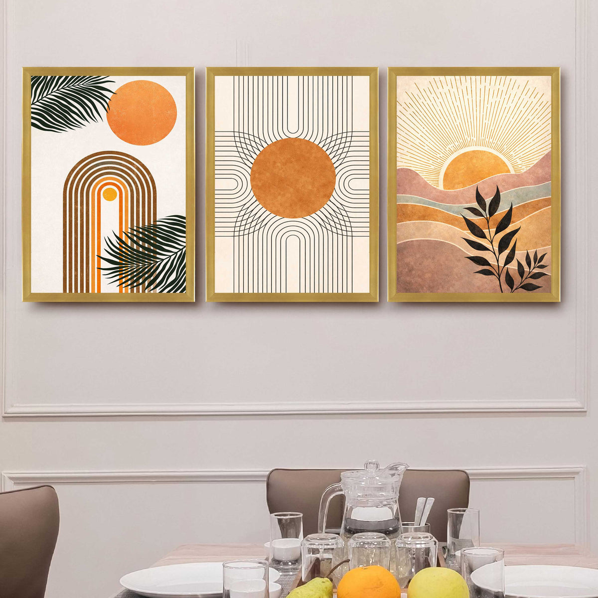 Boho Sun Arch Gallery Wall Canvas Set of 3 - 18 x 24 Inches – Asha Art Studio – Image 4