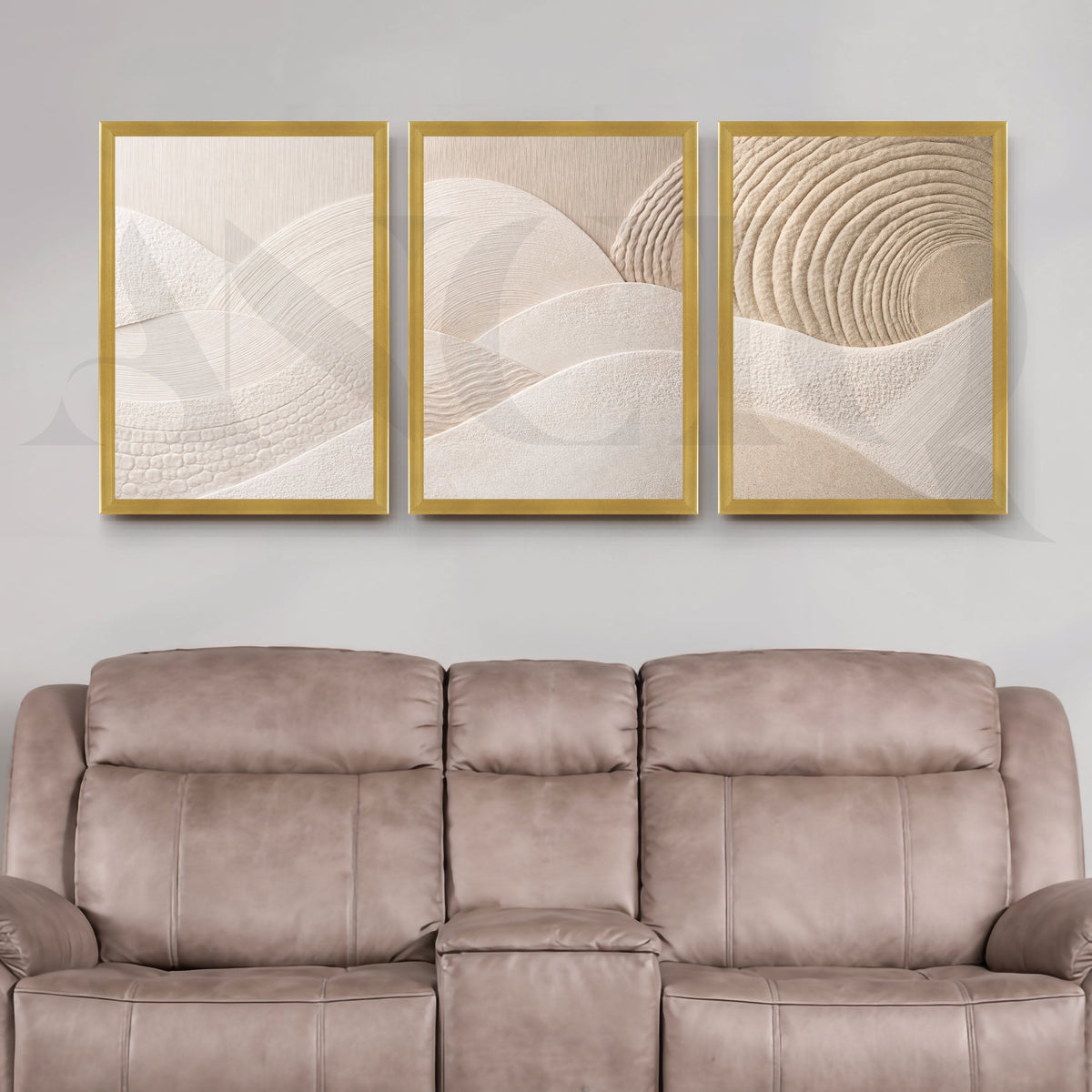 Neutral Textured Abstract Terrain Gallery Wall – Set of 3 Minimal Artworks - 18 x 24 Inches – Asha Art Studio – Image 4