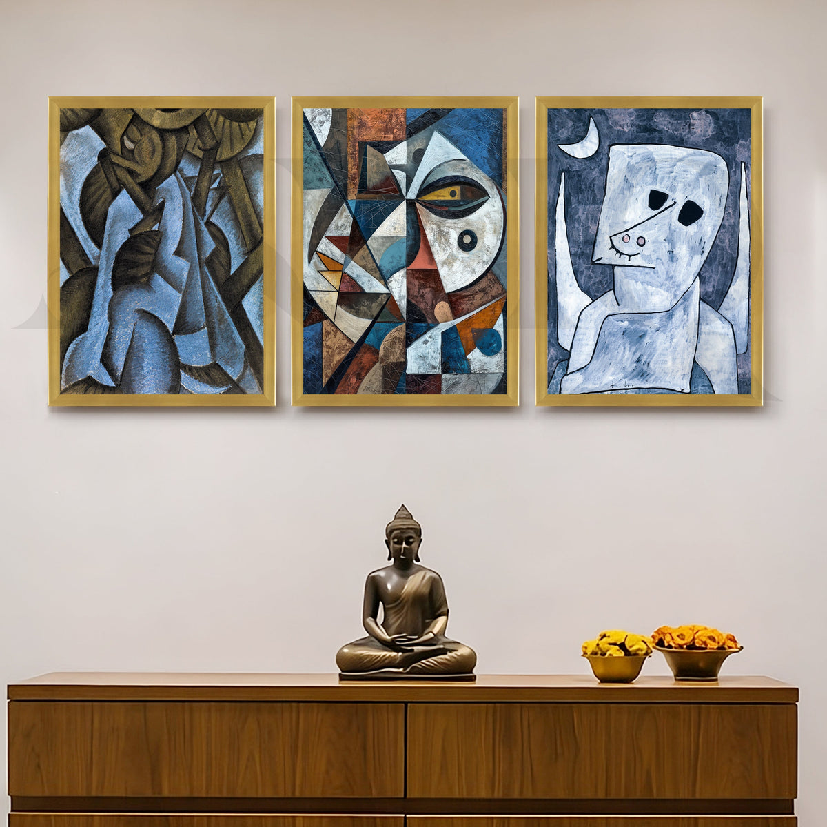 Avant-Garde Cubist Portrait Gallery Wall – Set of 3 Modern Artworks - 18 x 24 Inches – Asha Art Studio – Image 8