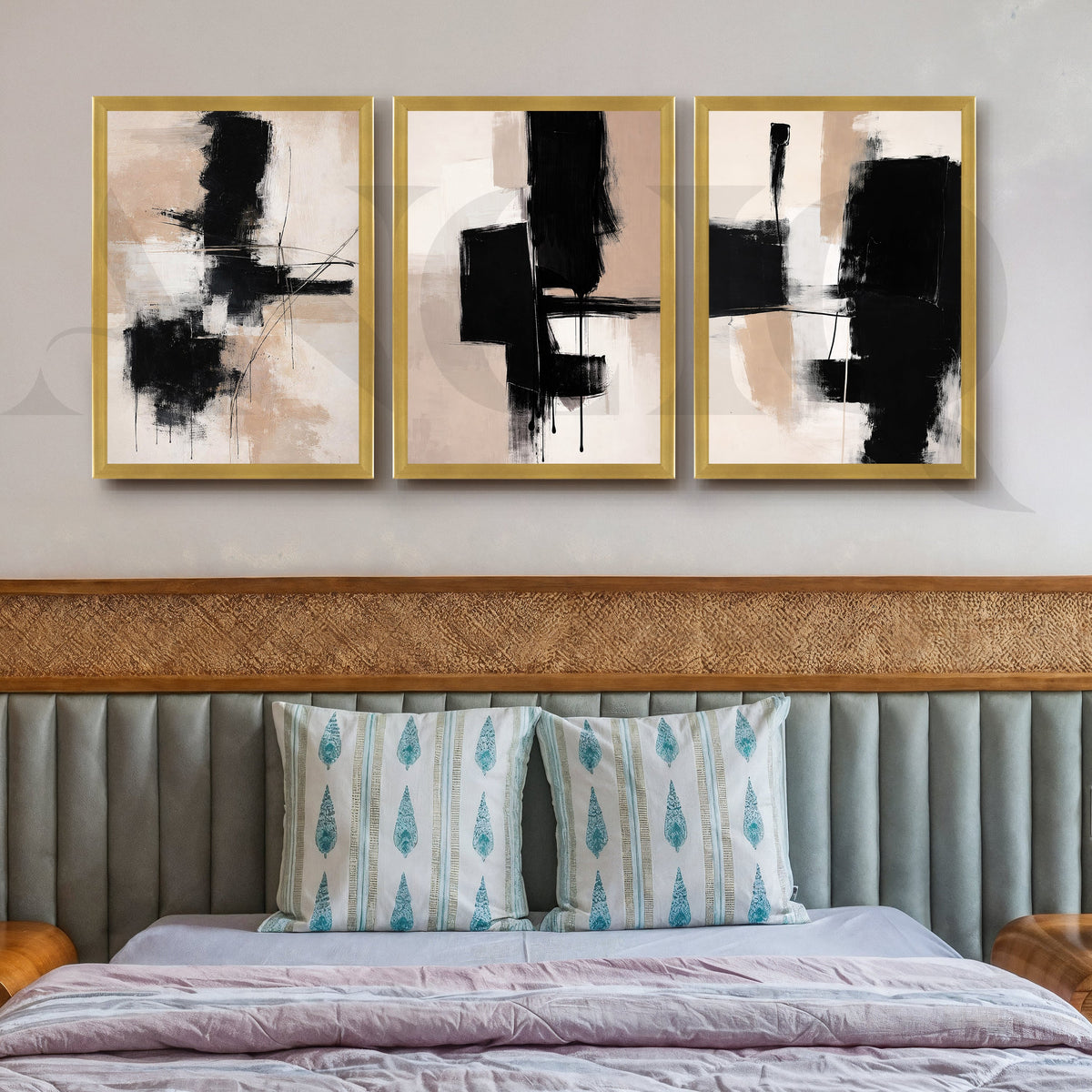 Bold Monochrome Expression Gallery Wall – Set of 3 Abstract Artworks - 18 x 24 Inches – Asha Art Studio – Image 4
