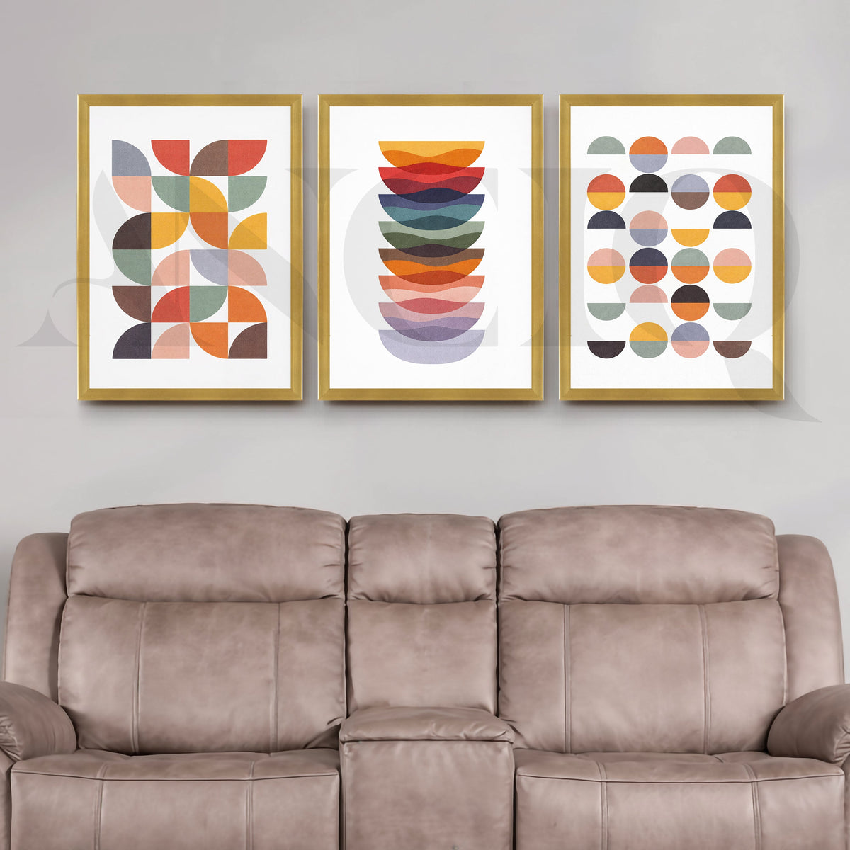 Retro Geometric Harmony Gallery Wall – Set of 3 Modern Abstract Artworks - 18 x 24 Inches – Asha Art Studio – Image 4