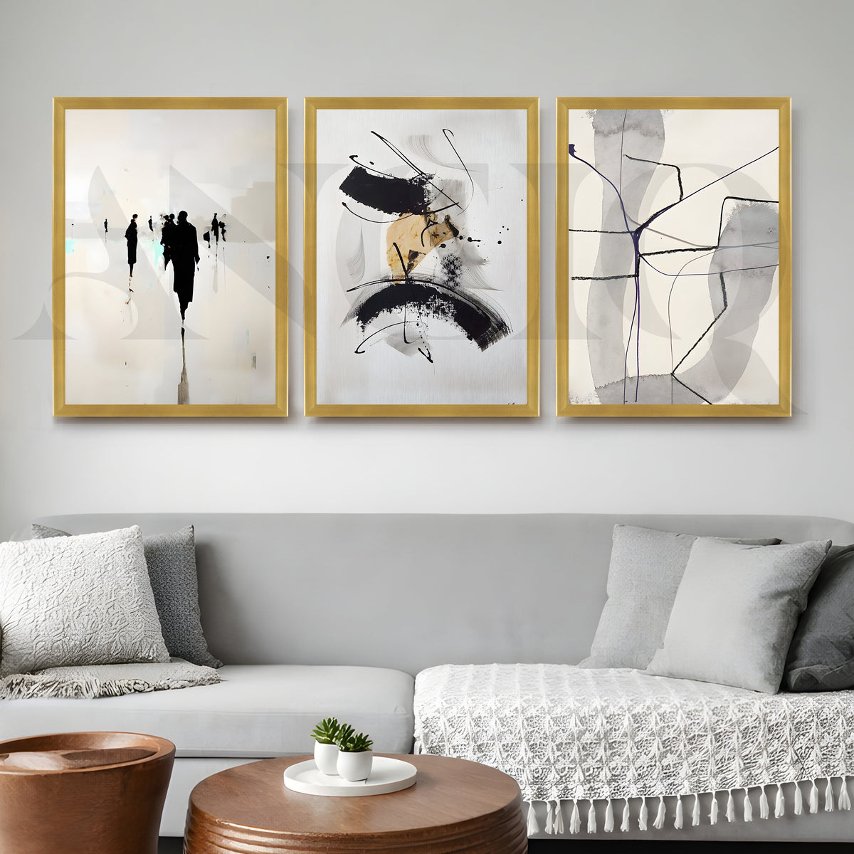 Minimal Ink Expressions Gallery Wall – Set of 3 Modern Abstract Artworks - 18 x 24 Inches – Asha Art Studio – Image 8