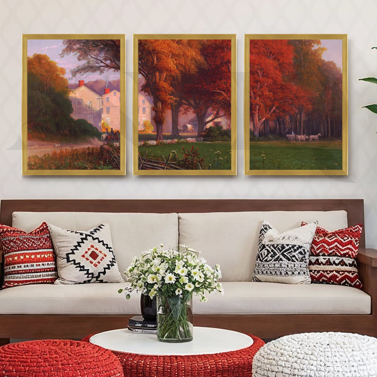 Autumn Countryside Estate Gallery Wall – Set of 3 Classic Landscape Artworks - 18 x 24 Inches – Asha Art Studio – Image 8