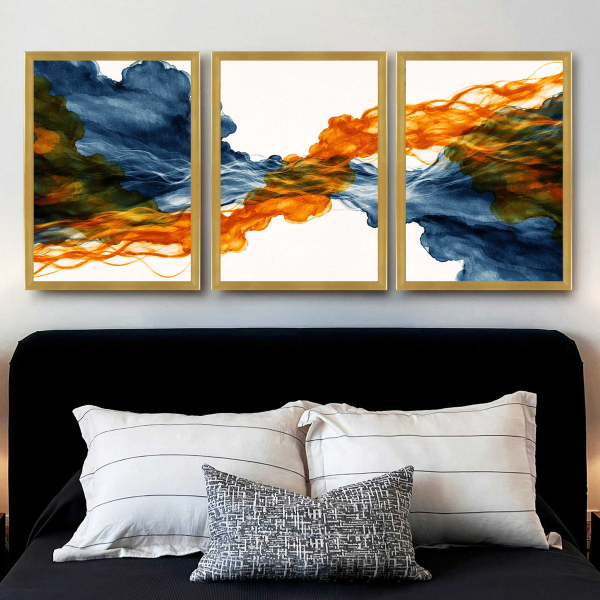 Abstract Ink Flow Gallery Wall Canvas Artwork Set of 3 - 18 x 24 Inches – Asha Art Studio – Image 4