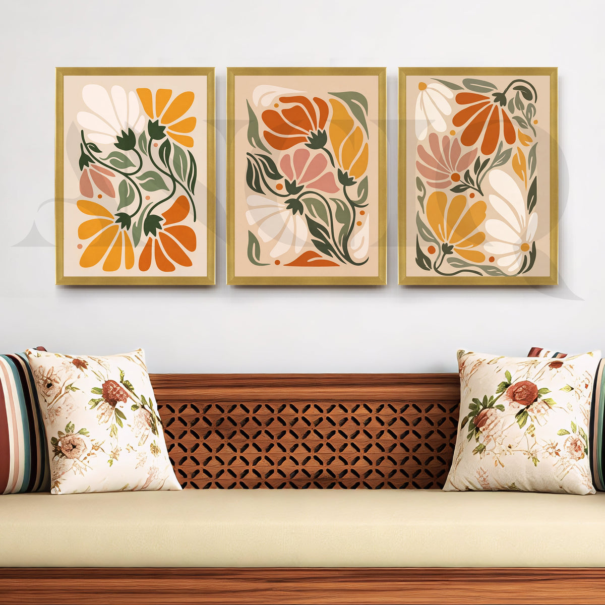 Vintage Botanical Bloom Gallery Wall – Set of 3 Floral Artworks - 18 x 24 Inches – Asha Art Studio – Image 4