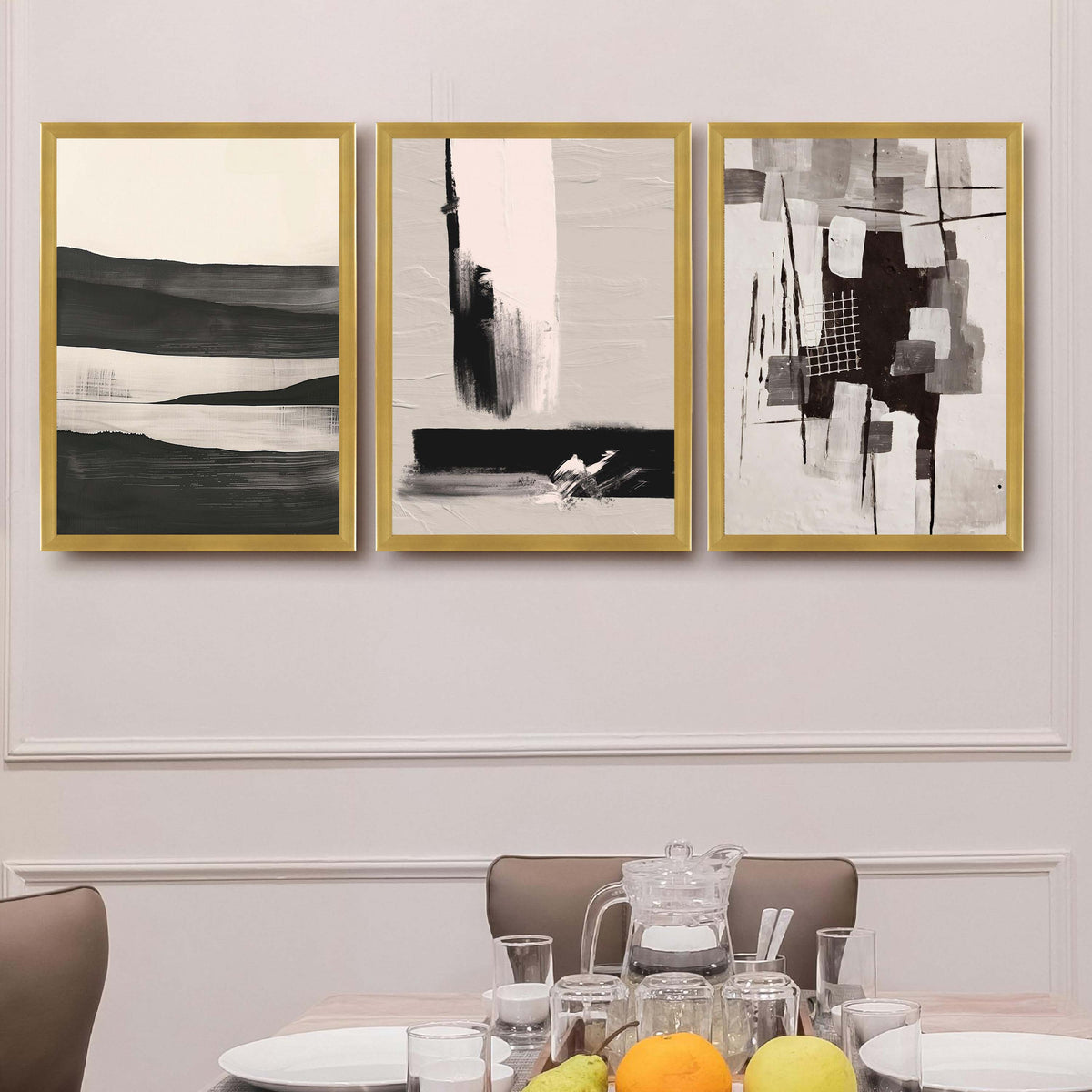 Monochrome Abstract Gallery Wall Set of 3 - 18 x 24 Inches – Asha Art Studio – Image 4