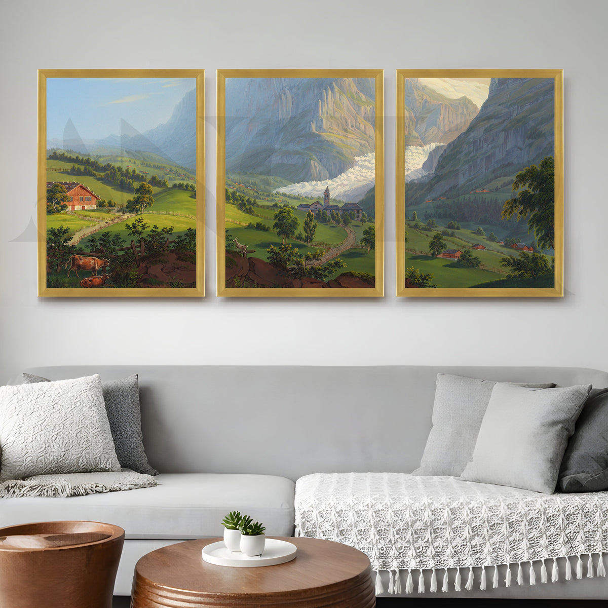 Alpine Countryside Panorama Gallery Wall – Set of 3 Landscape Artworks - 18 x 24 Inches – Asha Art Studio – Image 8