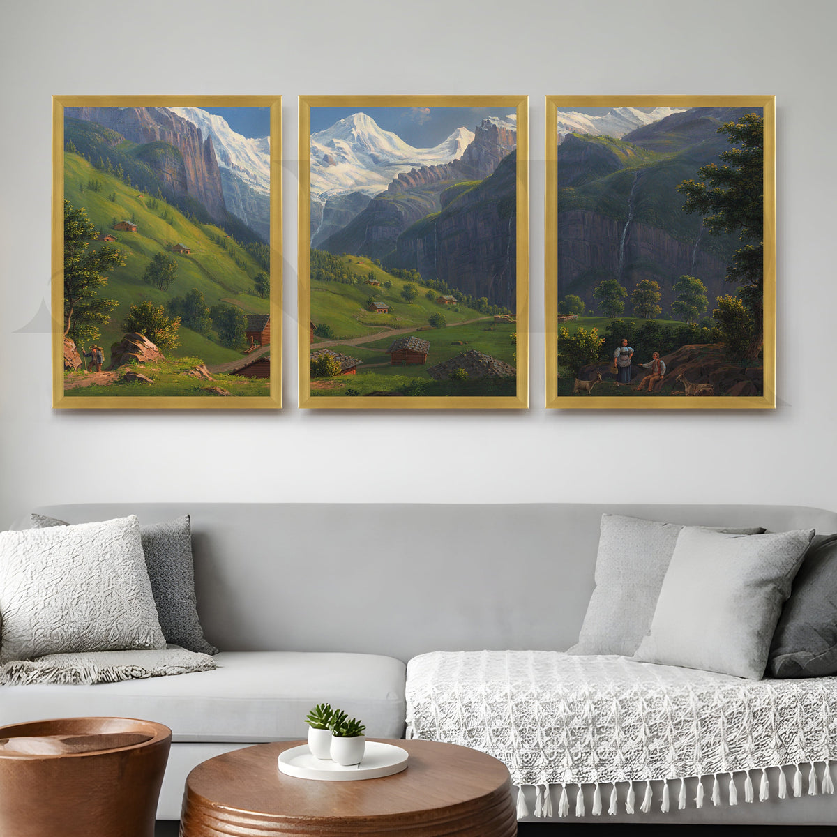 Alpine Valley Landscape Gallery Wall – Set of 3 Classic Mountain Artworks - 18 x 24 Inches – Asha Art Studio – Image 8